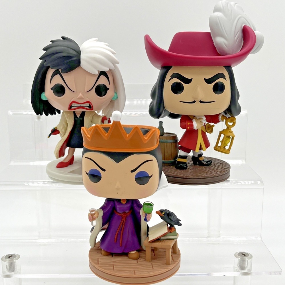 Funko Pop Disney‎ Villains Cruella DeVil #1083 Captian Hook 1081 Evil Queen 1079